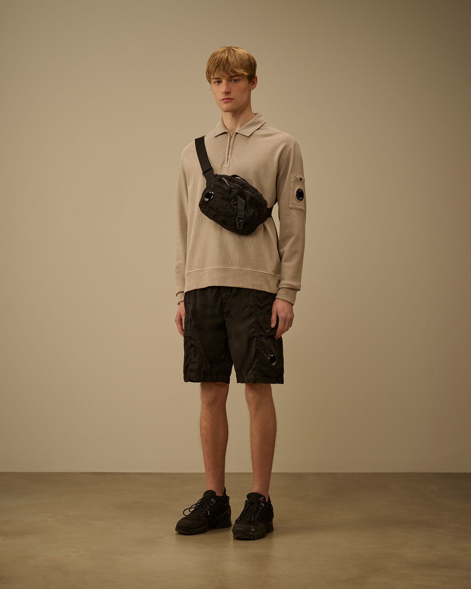 Chrome-R Lens Boxy Cargo Shorts, BLACK