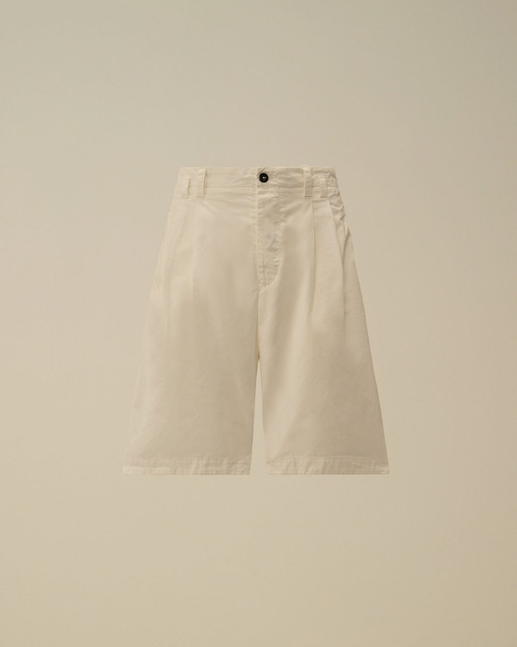 Cotton Gabardine Loose Pinces Shorts, GAUZE WHITE