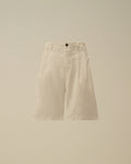 Cotton Gabardine Loose Pinces Shorts, GAUZE WHITE