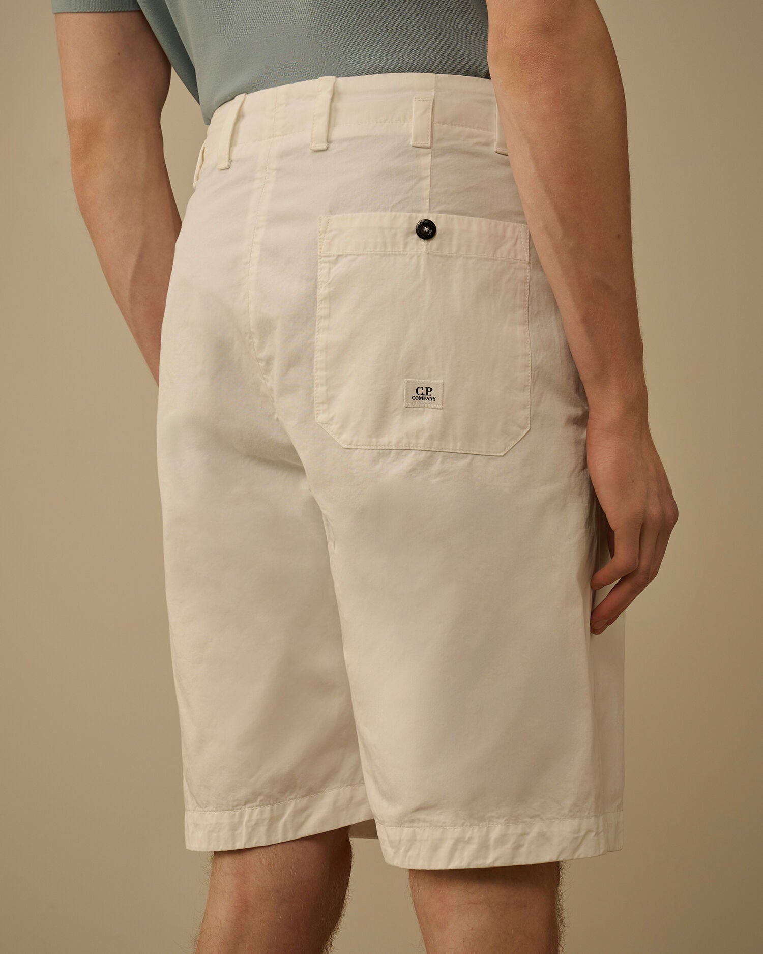 Cotton Gabardine Loose Pinces Shorts, GAUZE WHITE