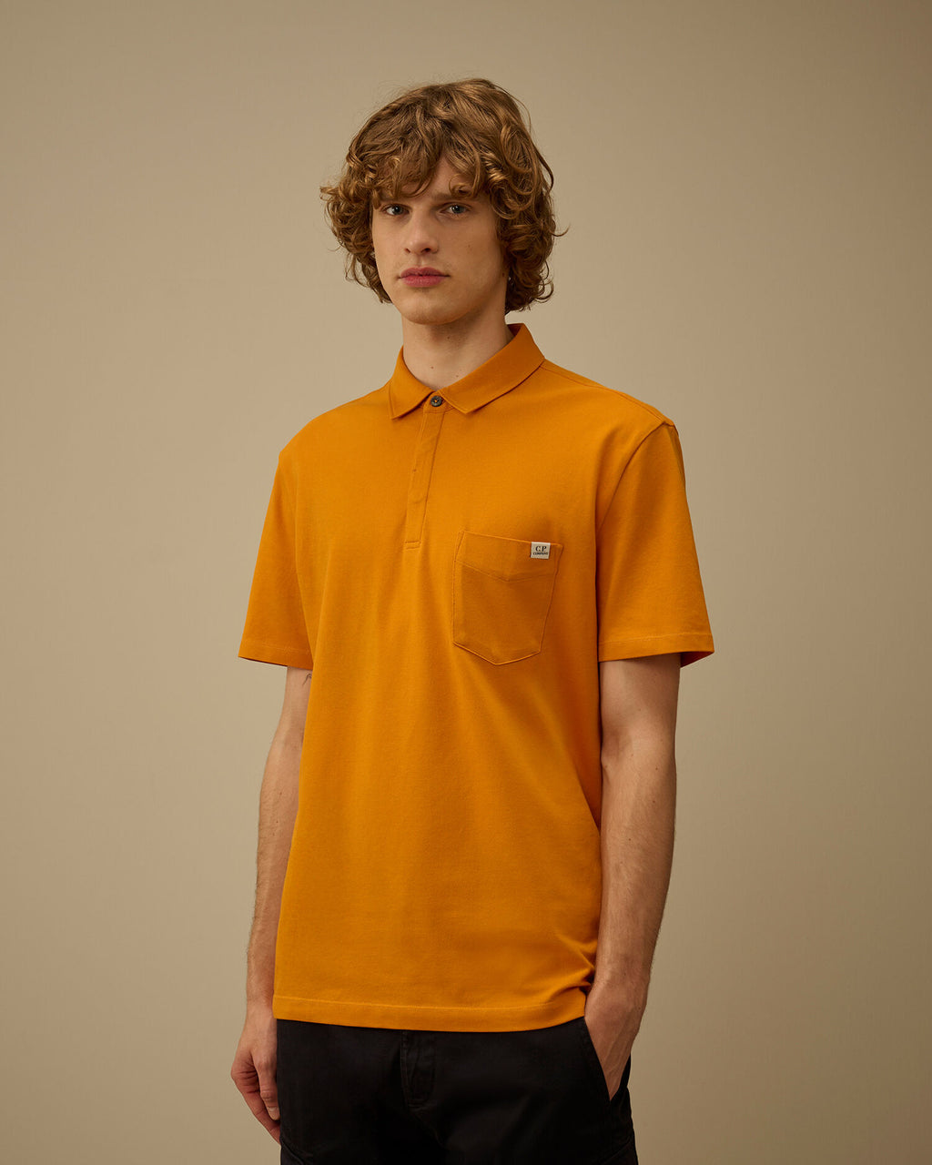 Stretch Piquet Short Sleeve Chest Pocket Polo, DESERT SUN - ORANGE