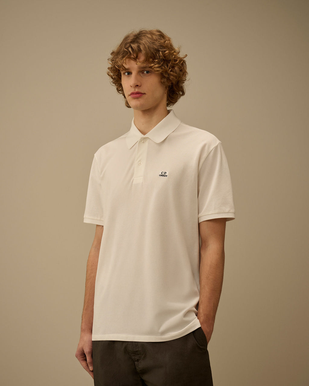 Stretch Piquet Short Sleeve Point Collar Polo, GAUZE WHITE