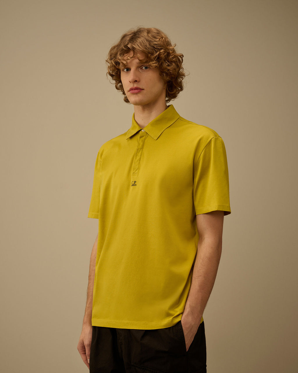 70/2 Mercerized Jersey Gasato Short Sleeve Logo Polo, ANTIQUE MOSS -YELLOW