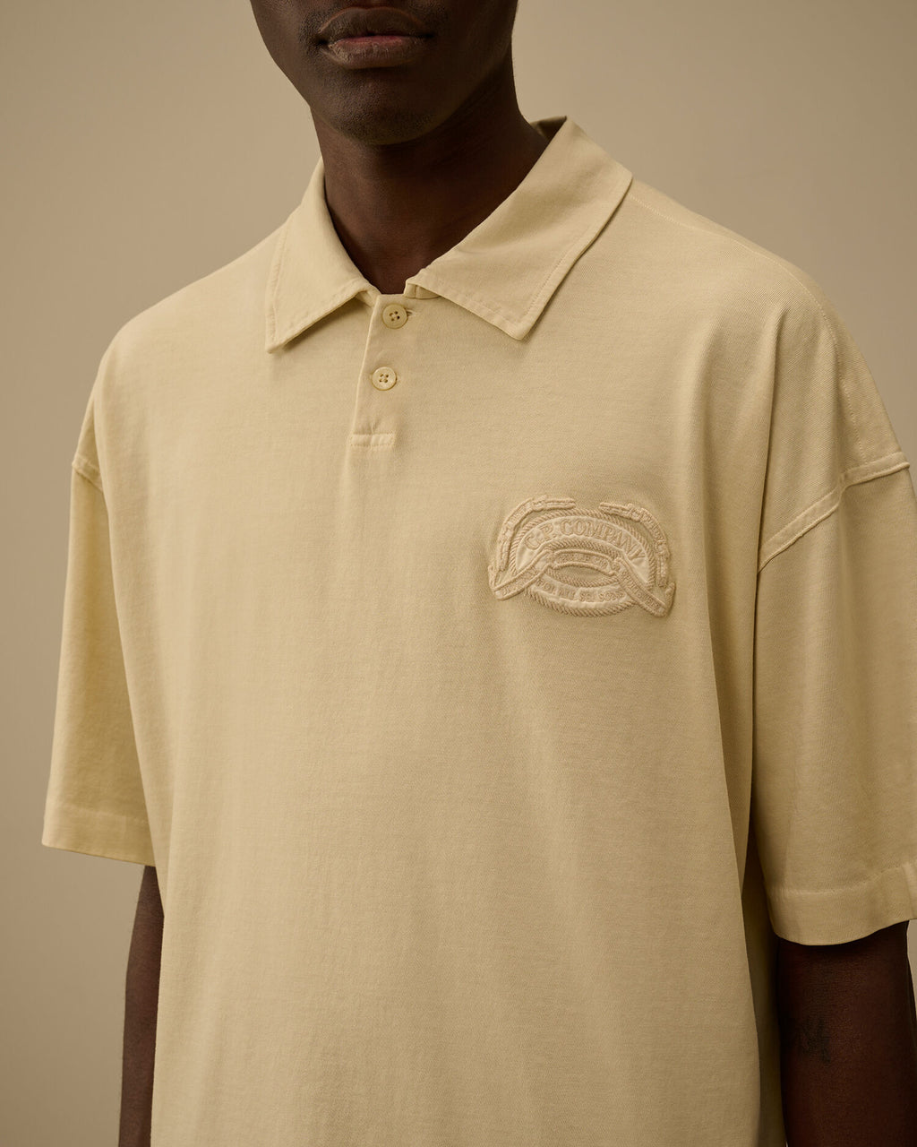 20/1 Jersey Short Sleeve Boxy Logo Polo, FROZEN DEW - WHITE