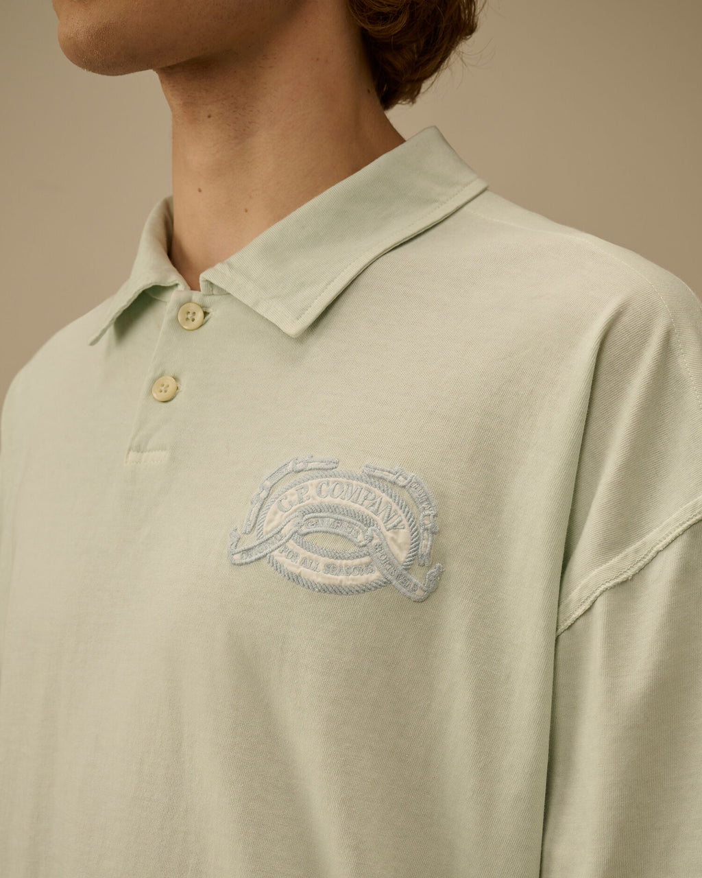 20/1 Jersey Short Sleeve Boxy Logo Polo, MISTY BLUE
