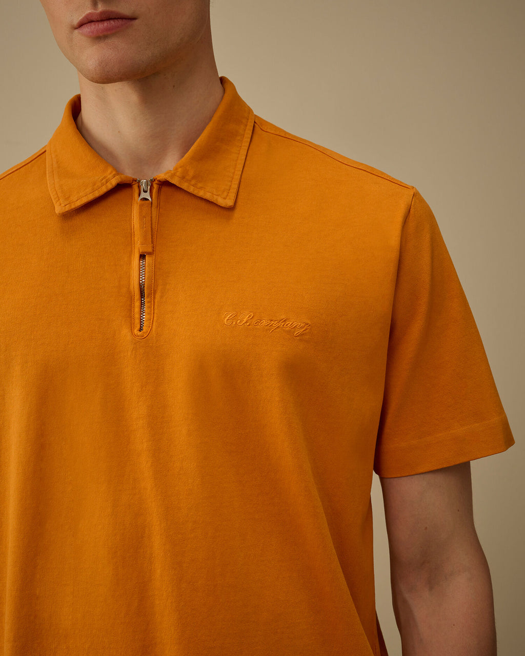 1020 Jersey Short Sleeve Half Zip Polo, DESERT SUN - ORANGE