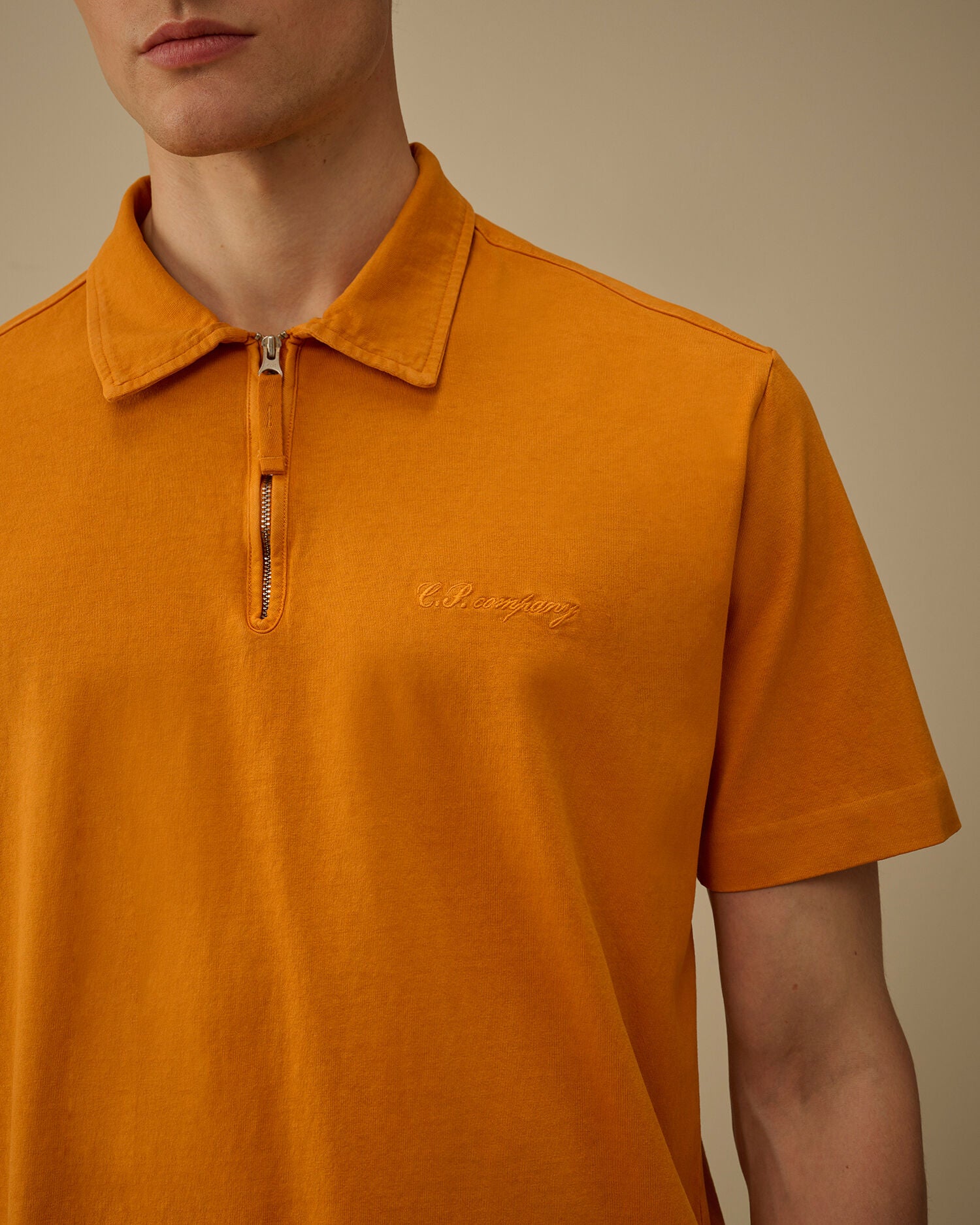 1020 Jersey Short Sleeve Half Zip Polo, DESERT SUN - ORANGE