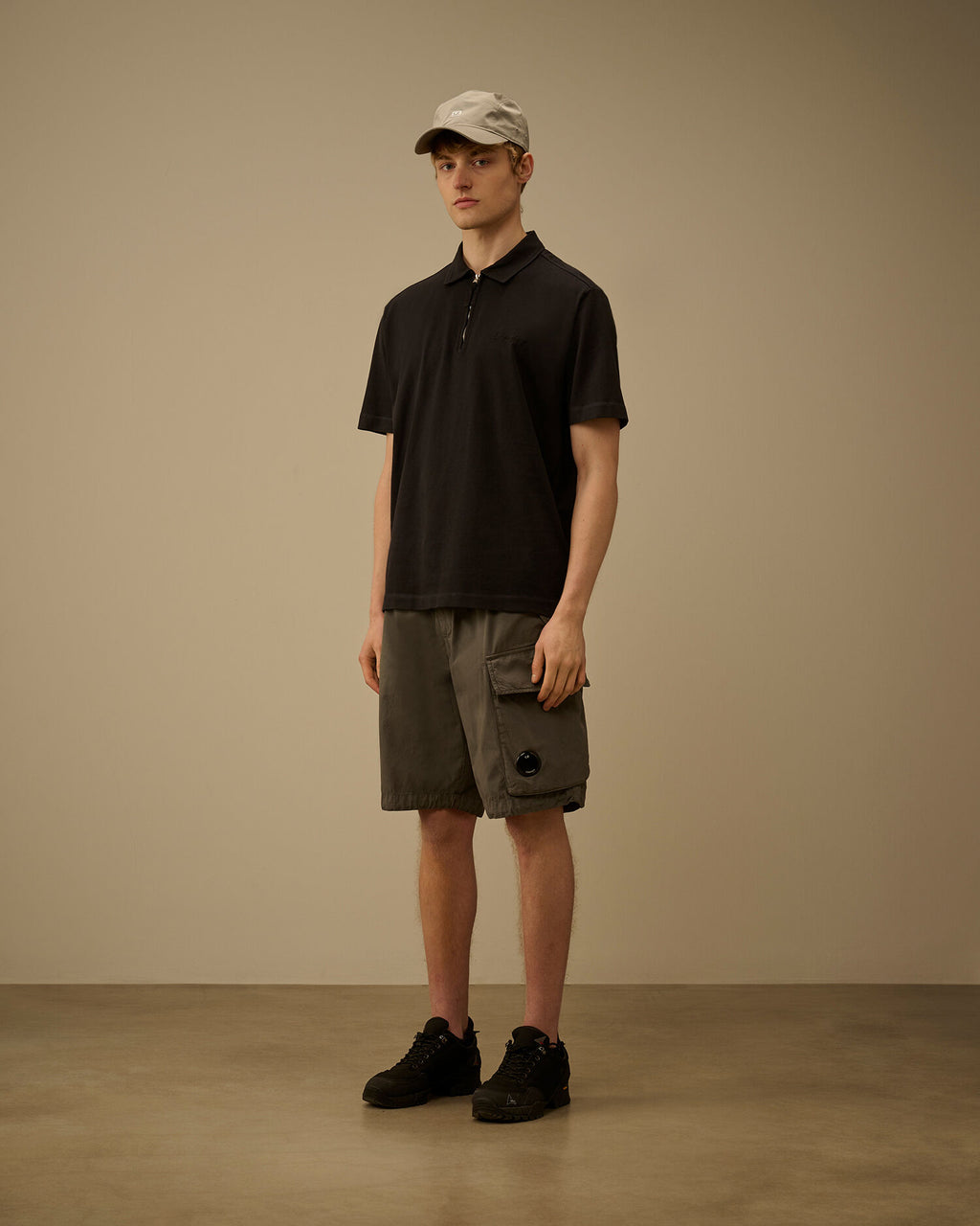 1020 Jersey Short Sleeve Half Zip Polo, BLACK