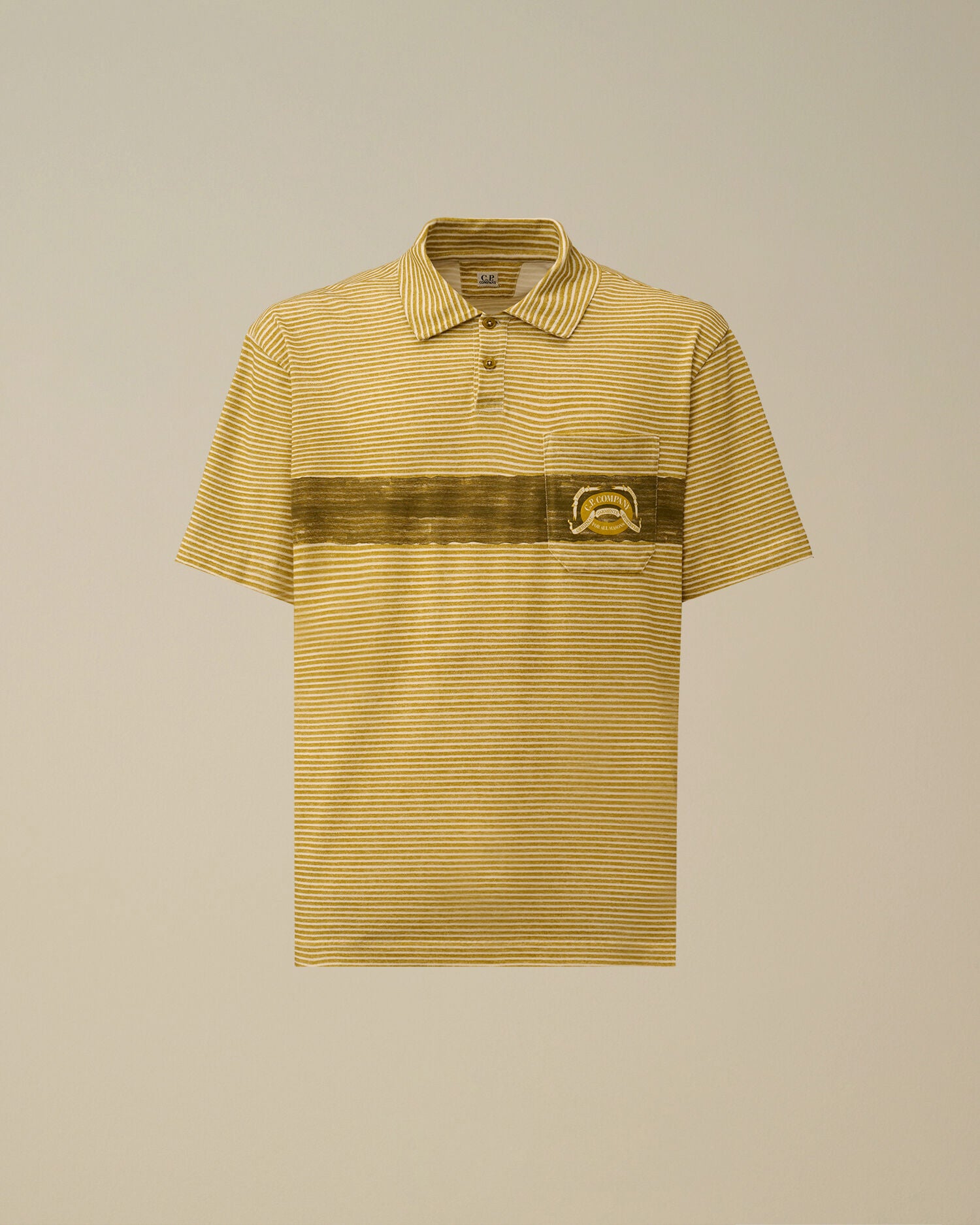 Printed Jersey 20/1 Short Sleeve Logo Polo, ANTIQUE MOSS -YELLOW