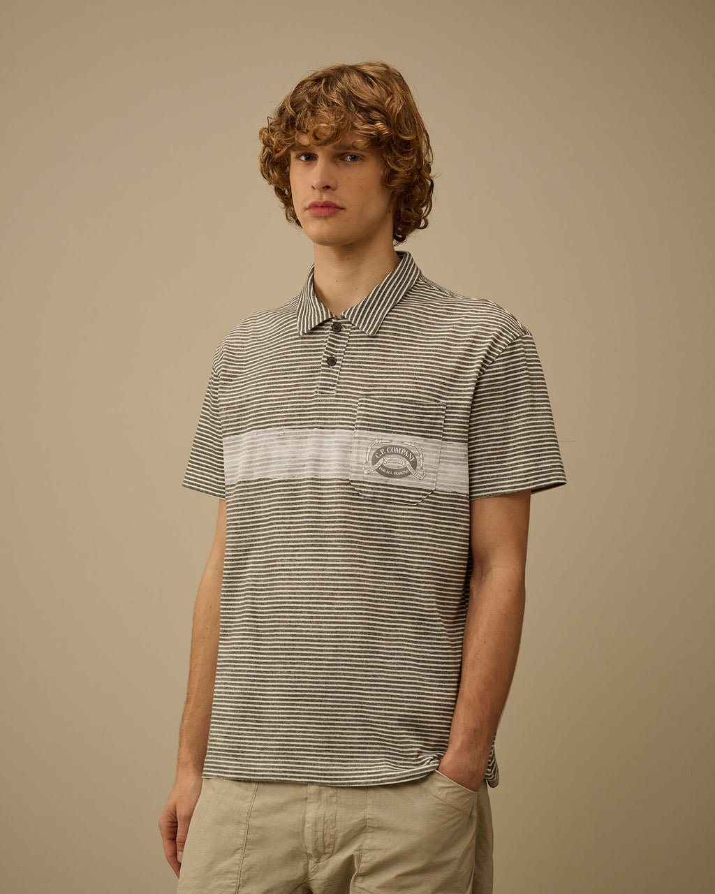 Printed Jersey 20/1 Short Sleeve Logo Polo, GUNMETAL - GREY