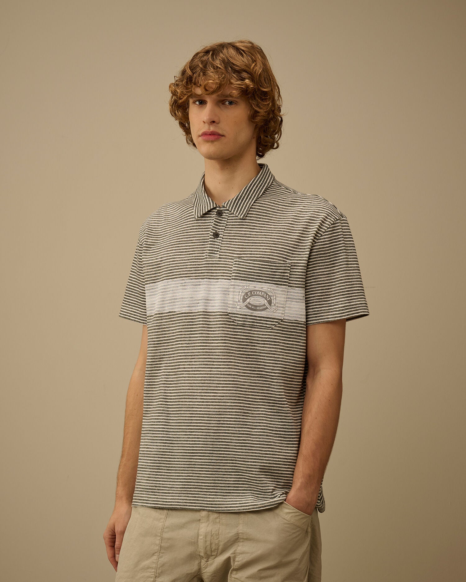 Printed Jersey 20/1 Short Sleeve Logo Polo, GUNMETAL - GREY
