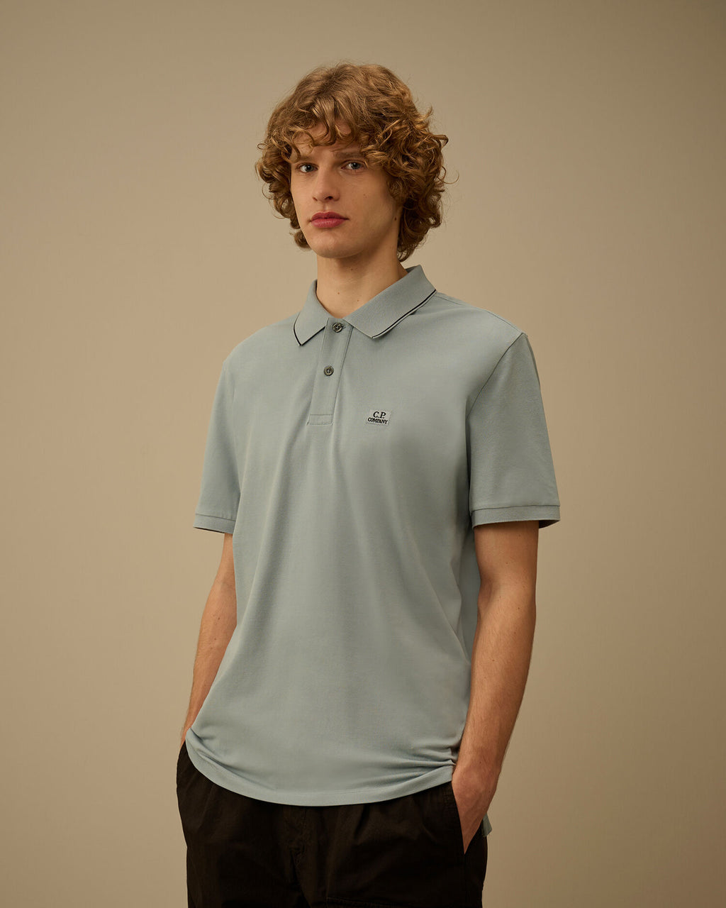 Stretch Piquet Short Sleeve Logo Polo, SILVER BLUE