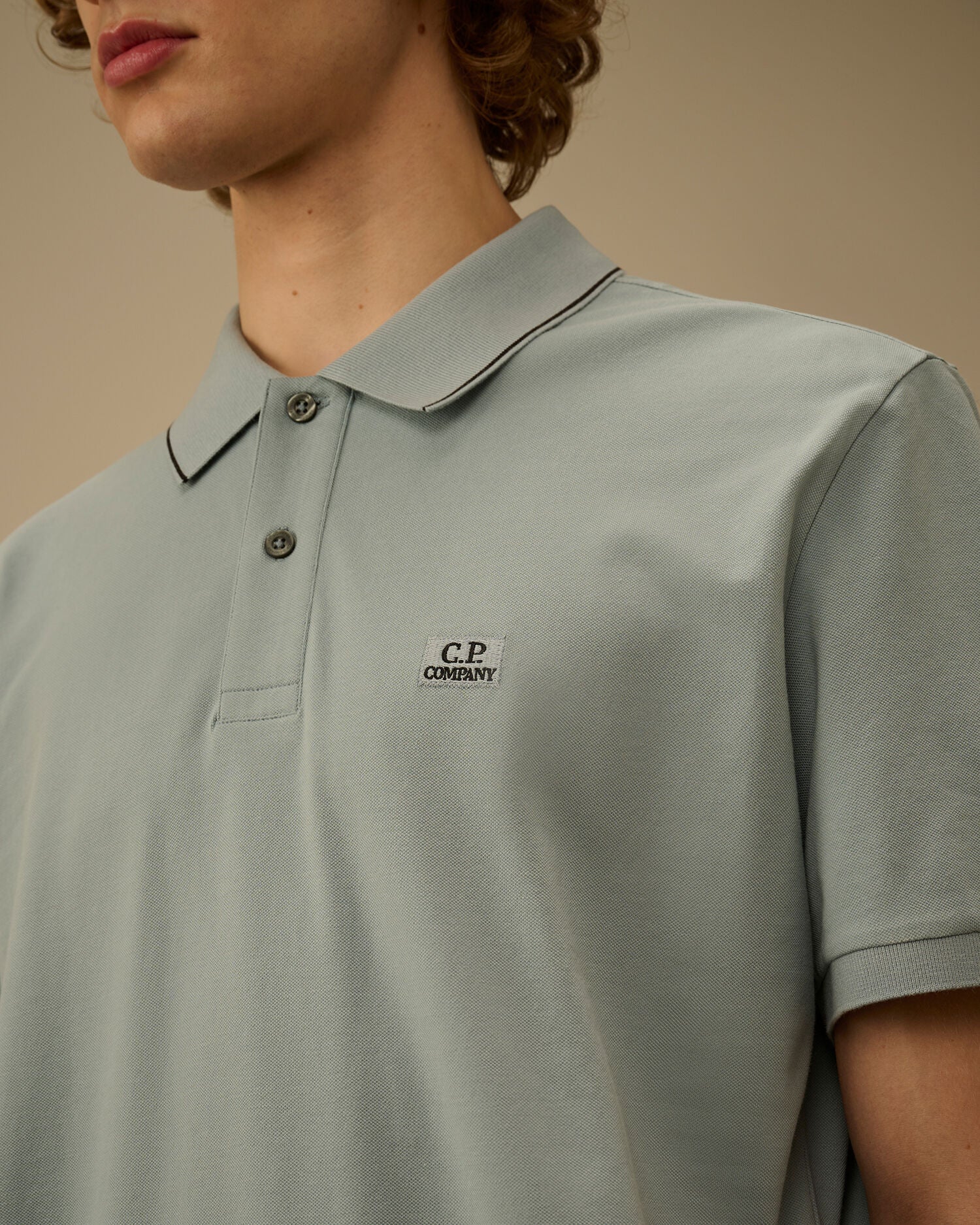 Stretch Piquet Short Sleeve Logo Polo, SILVER BLUE