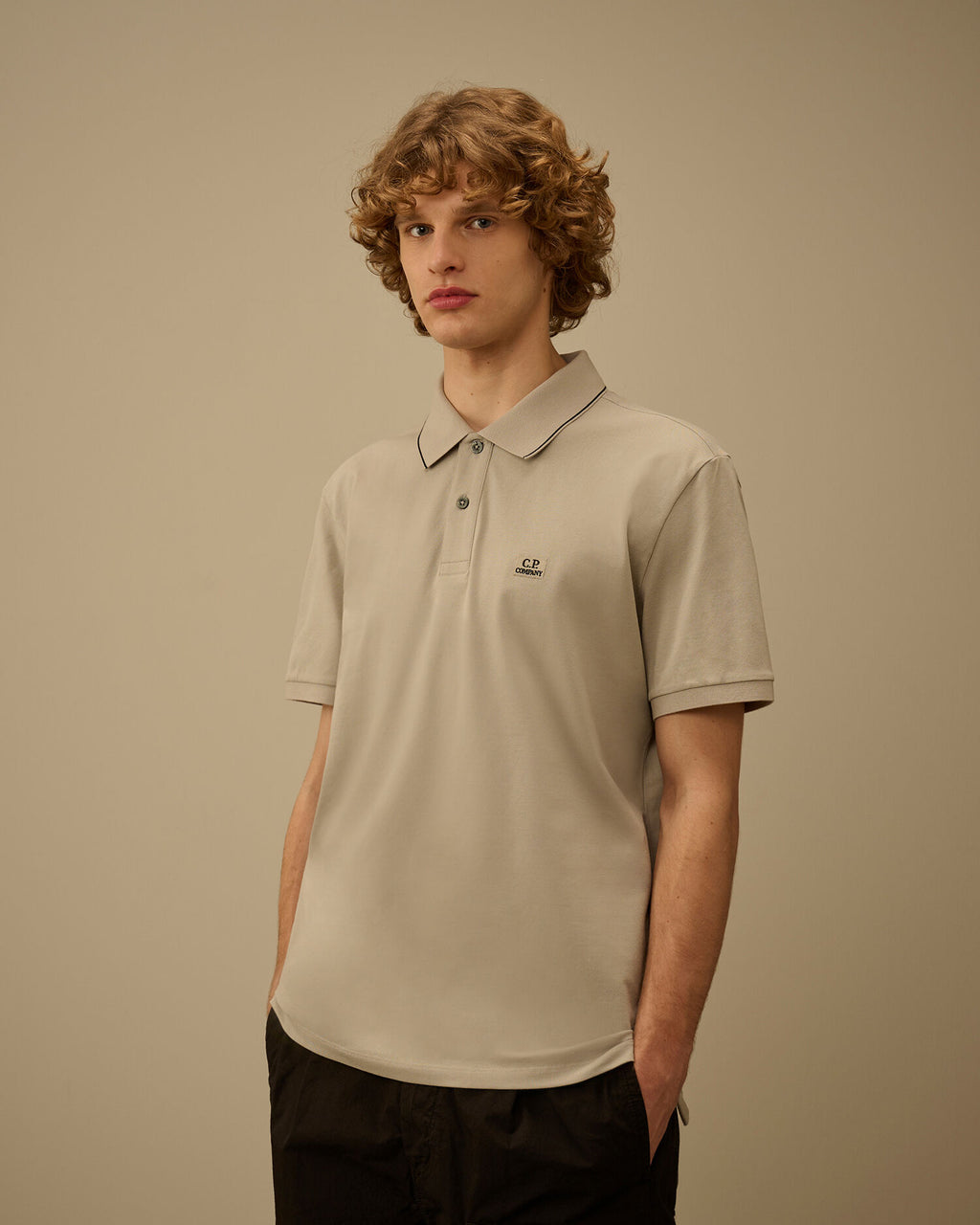 Stretch Piquet Short Sleeve Logo Polo, DOVE - GREY