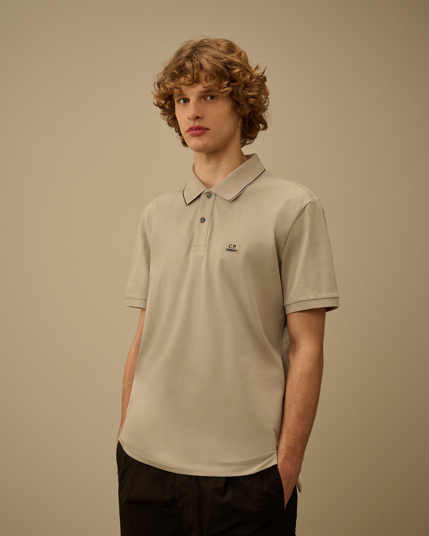 Stretch Piquet Short Sleeve Logo Polo, DOVE - GREY