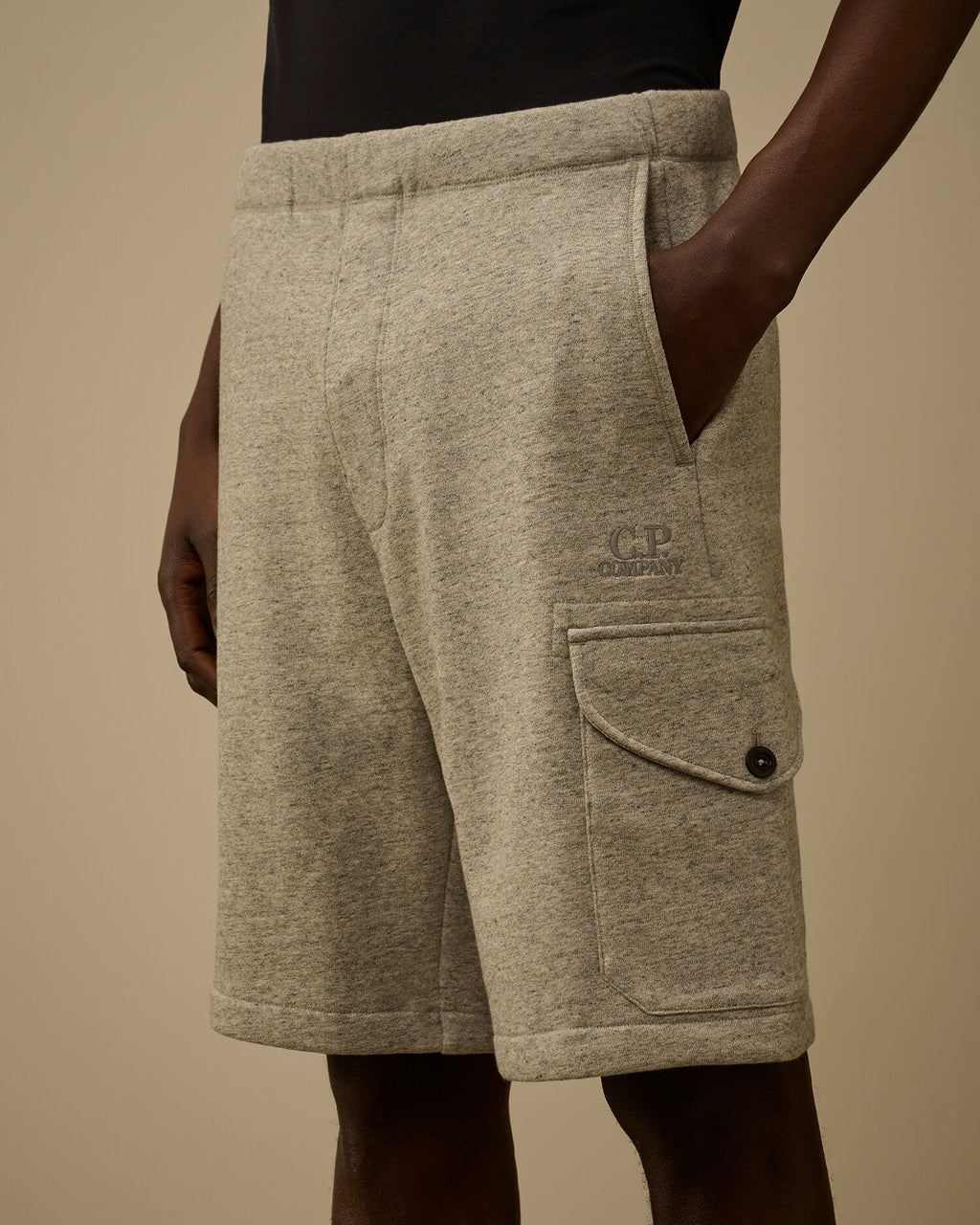 Diagonal Raised Fleece Cargo Sweatshorts, GREYSTONE MELANGE