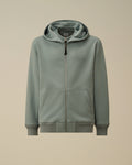 Diagonal Raised Fleece Zip Hooded Sweatshirt, SILVER BLUE