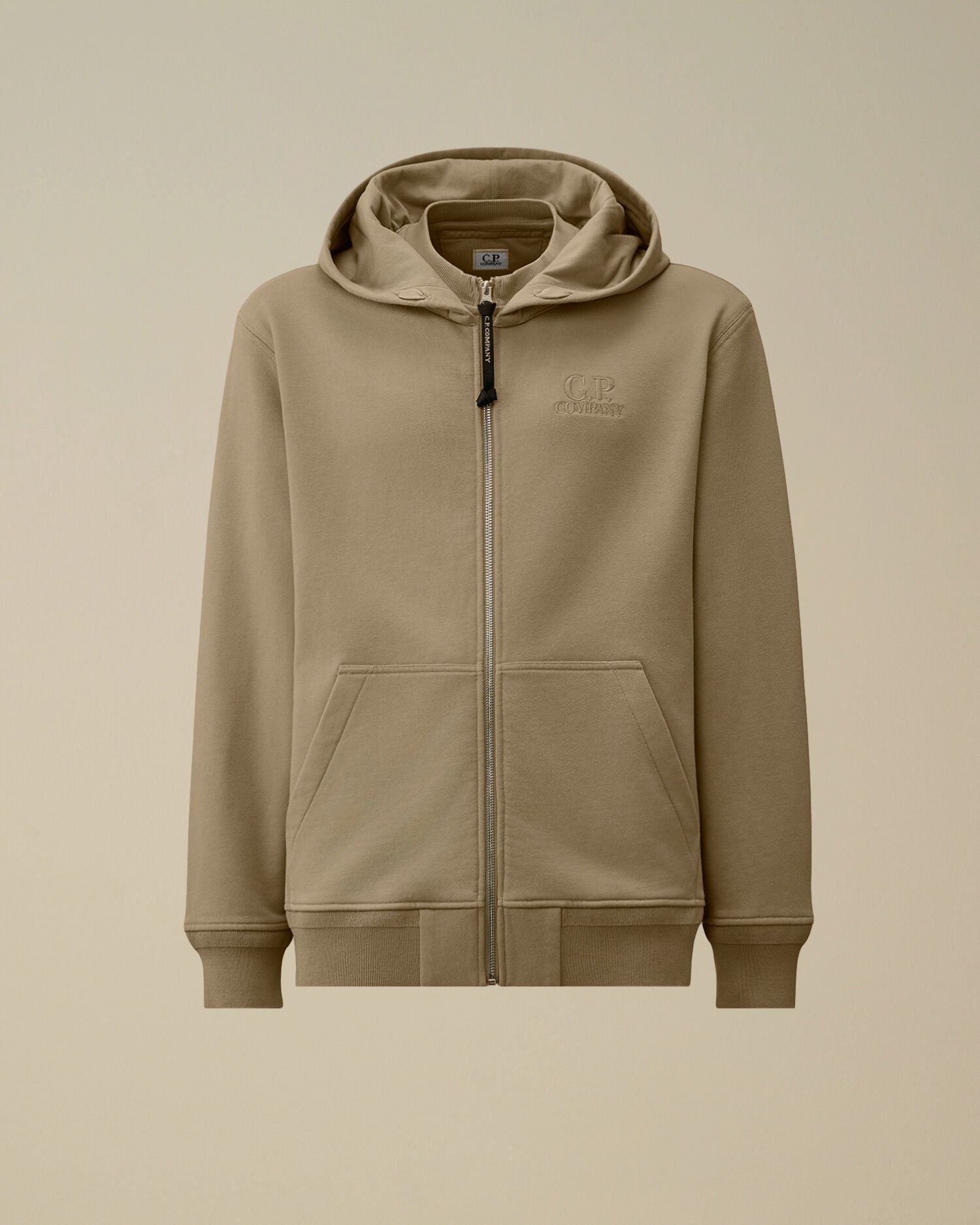 Diagonal Raised Fleece Zip Hooded Sweatshirt, DOVE - GREY