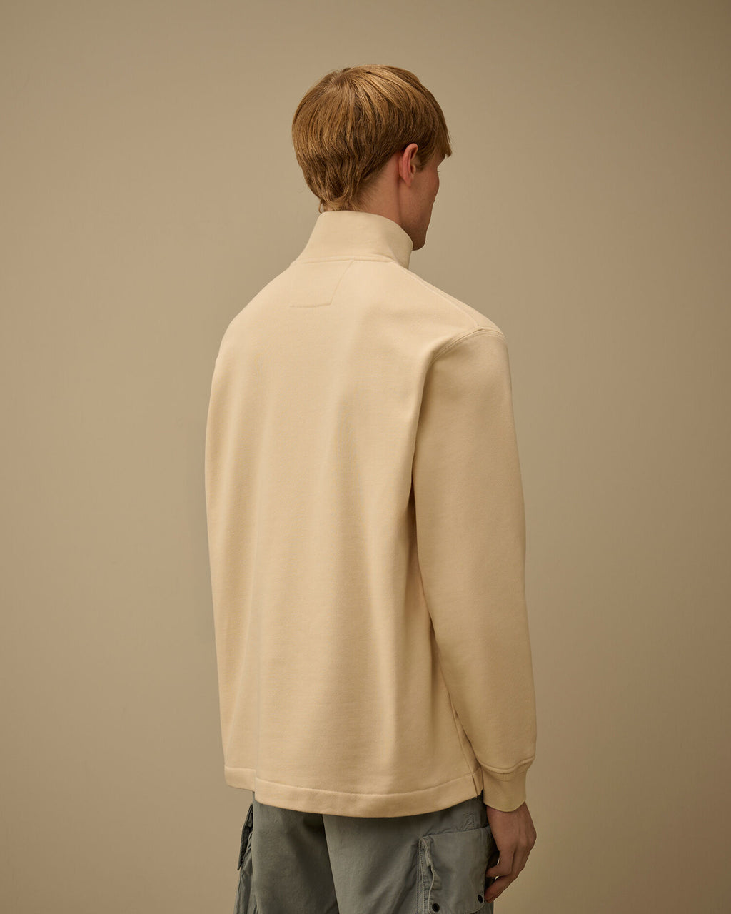 Diagonal Raised Fleece Half Zip Sweatshirt, FROZEN DEW - WHITE