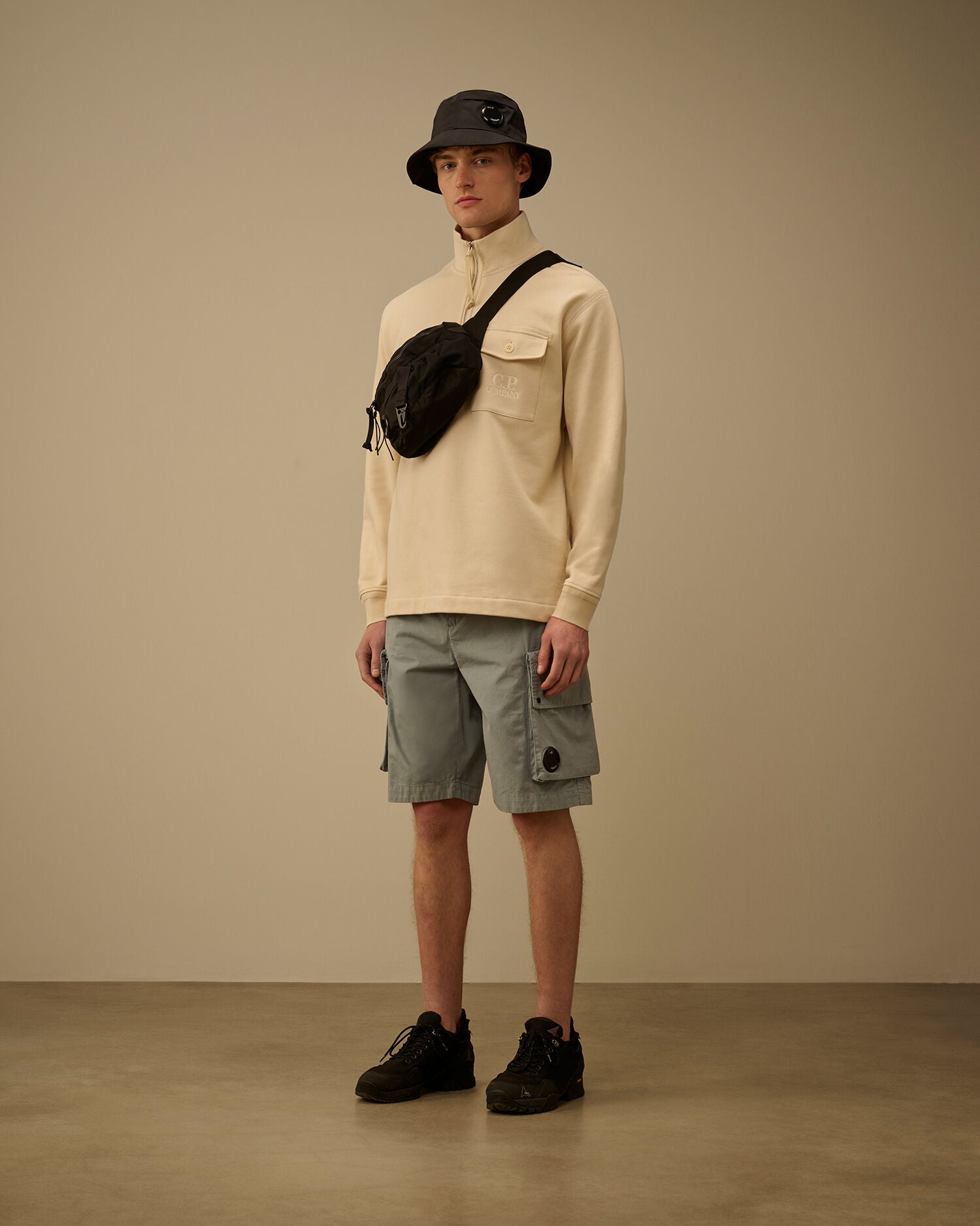 Diagonal Raised Fleece Half Zip Sweatshirt, FROZEN DEW - WHITE