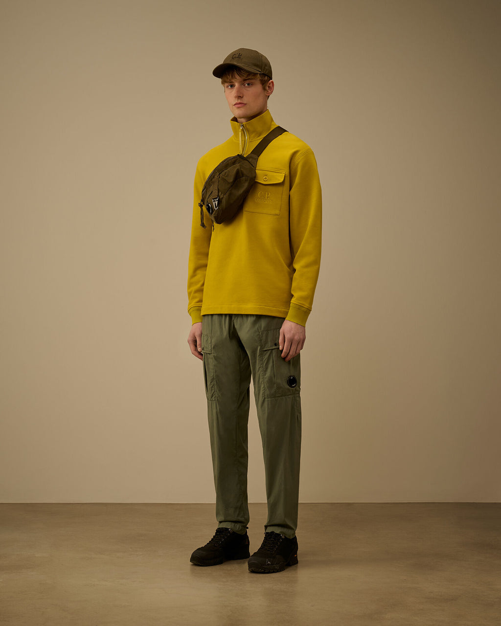Diagonal Raised Fleece Half Zip Sweatshirt, ANTIQUE MOSS -YELLOW