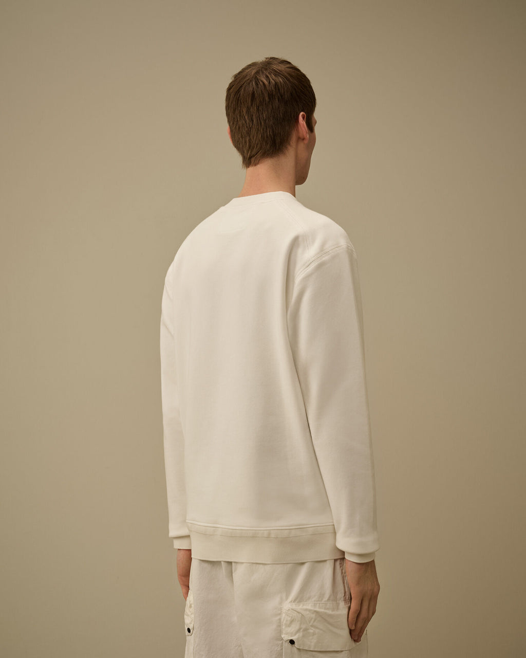Diagonal Raised Fleece Crewneck Sweatshirt, GAUZE WHITE