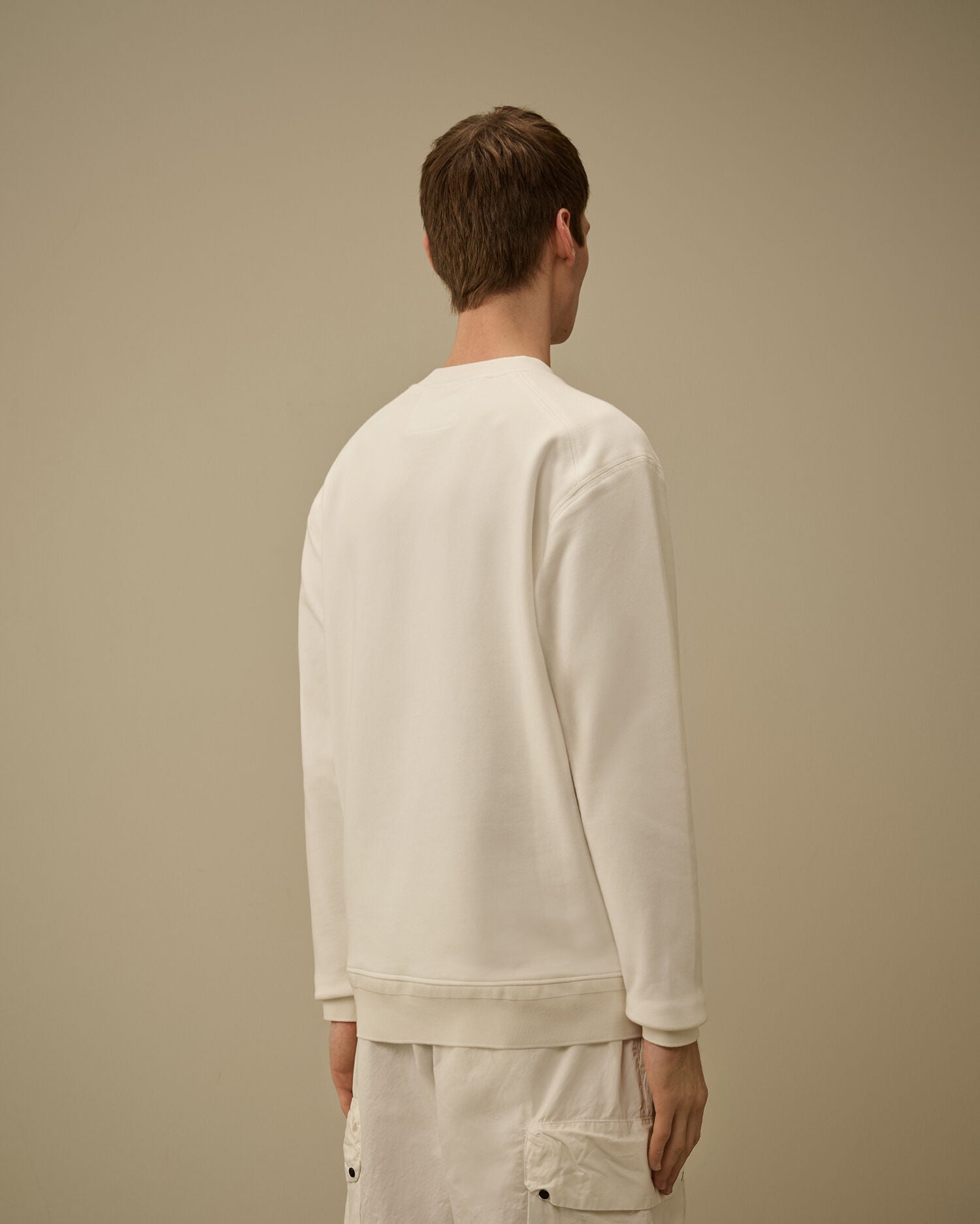 Diagonal Raised Fleece Crewneck Sweatshirt, GAUZE WHITE