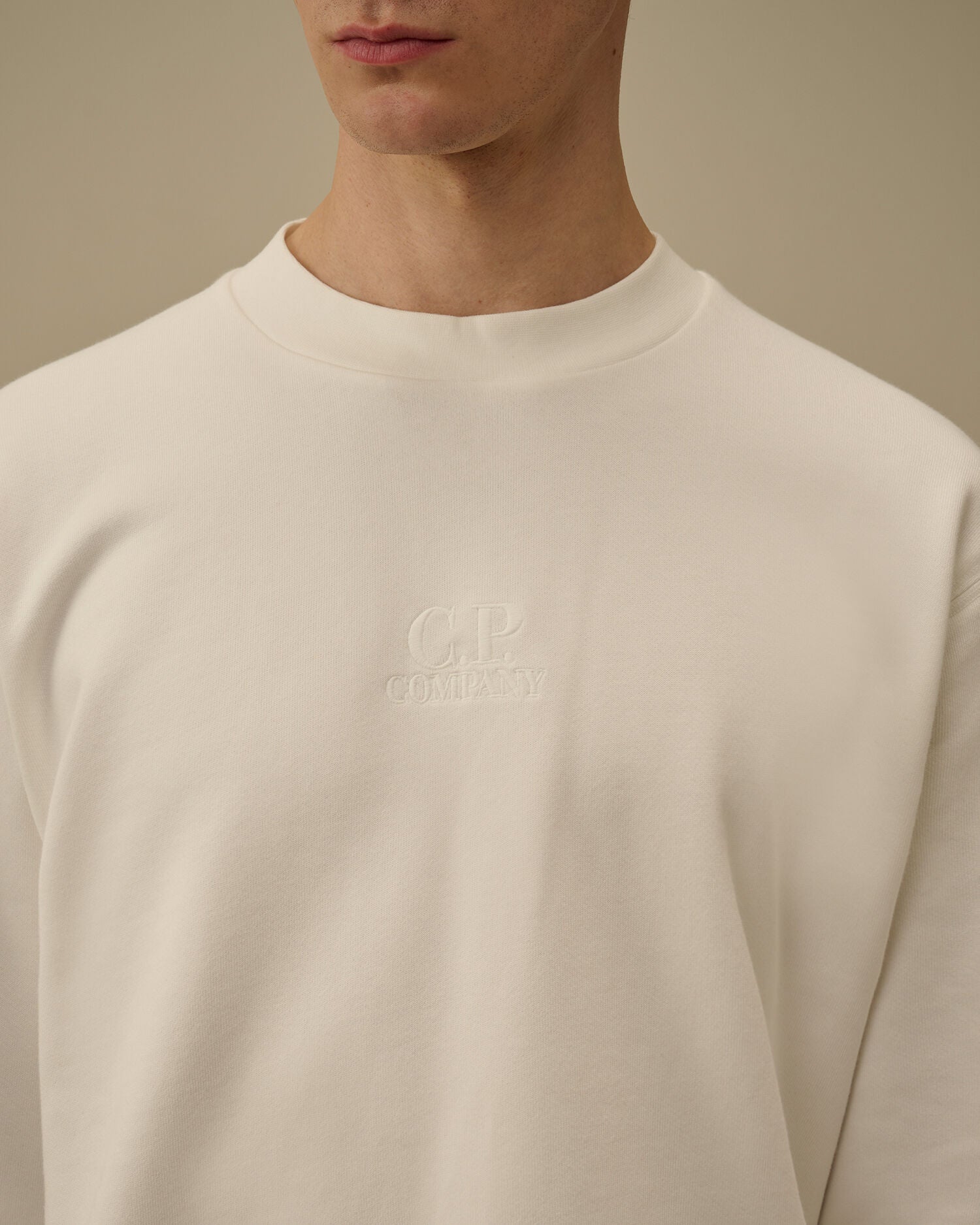 Diagonal Raised Fleece Crewneck Sweatshirt, GAUZE WHITE