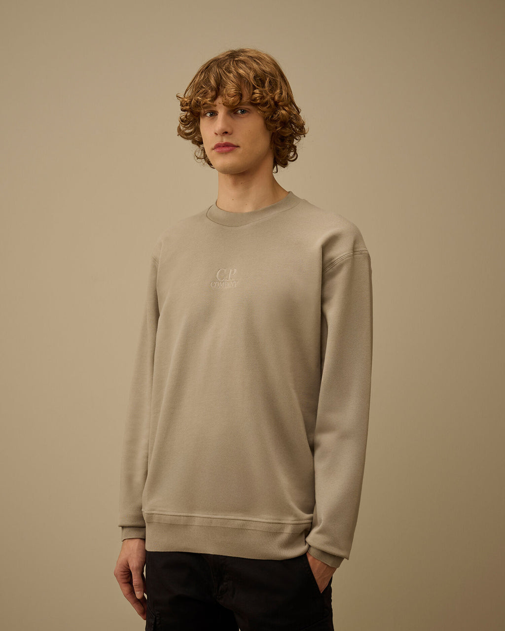 Diagonal Raised Fleece Crewneck Sweatshirt, DOVE - GREY