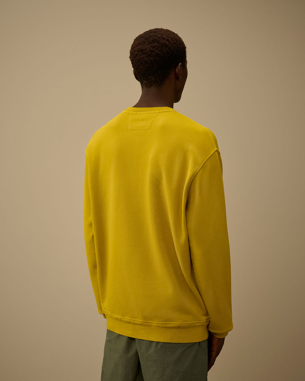Cotton Diagonal Fleece Resist Dyed Crewneck Lens Sweatshirt, ANTIQUE MOSS -YELLOW