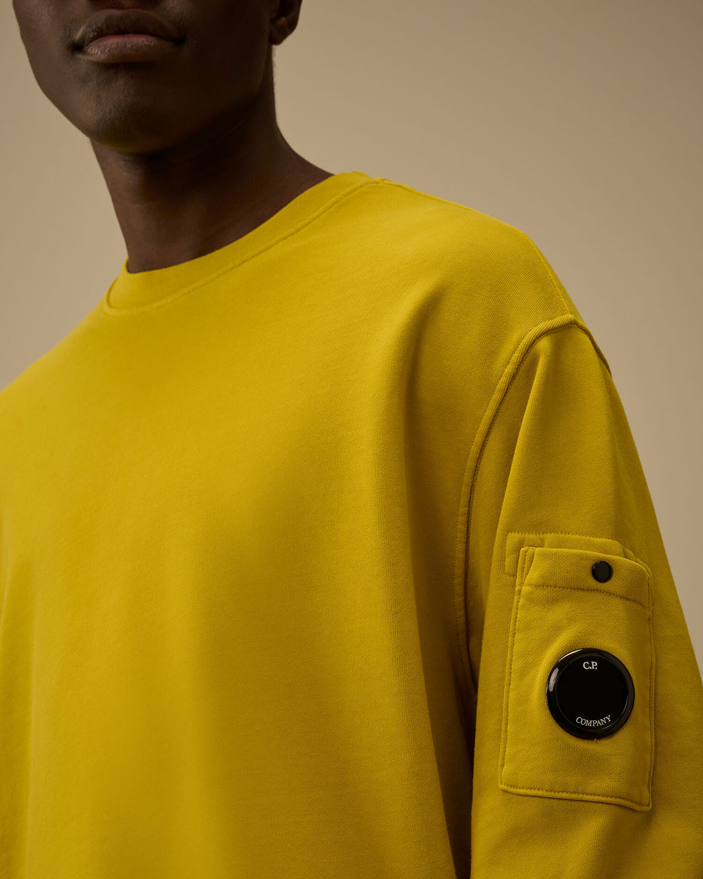 Cotton Diagonal Fleece Resist Dyed Crewneck Lens Sweatshirt, ANTIQUE MOSS -YELLOW