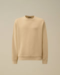 Cotton Diagonal Fleece Resist Dyed Crewneck Logo Sweatshirt, FROZEN DEW - WHITE