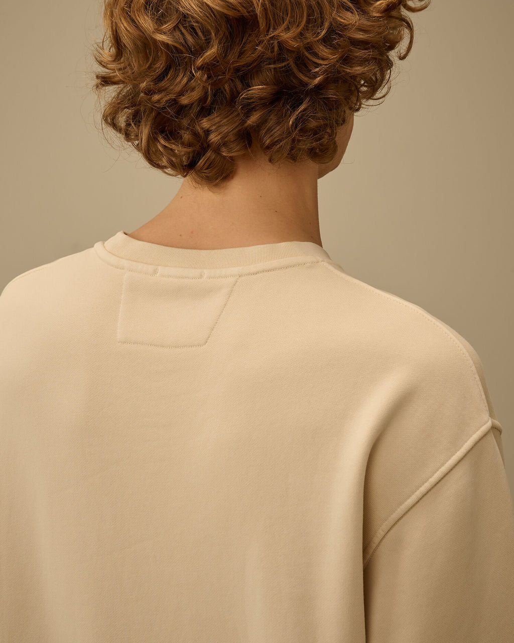 Cotton Diagonal Fleece Resist Dyed Crewneck Logo Sweatshirt, FROZEN DEW - WHITE