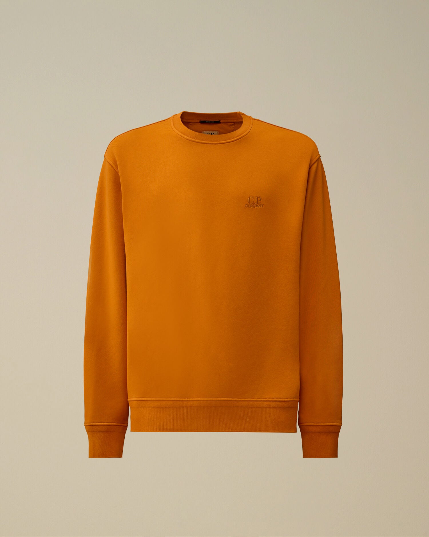 Cotton Diagonal Fleece Resist Dyed Crewneck Logo Sweatshirt, DESERT SUN - ORANGE