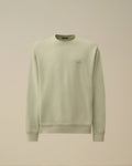 Cotton Diagonal Fleece Resist Dyed Crewneck Logo Sweatshirt, MISTY BLUE