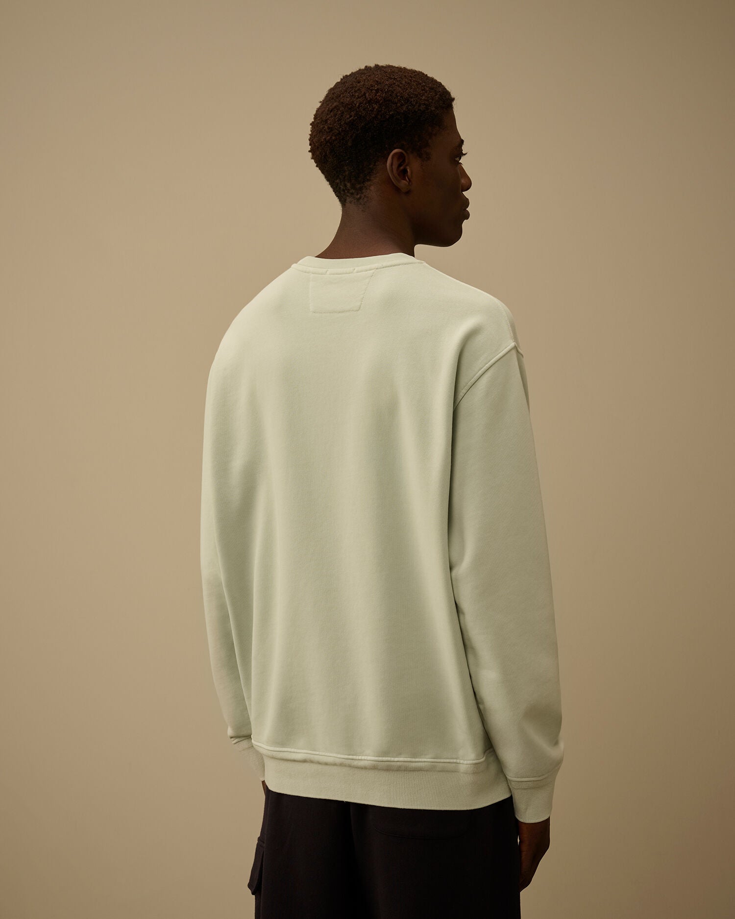Cotton Diagonal Fleece Resist Dyed Crewneck Logo Sweatshirt, MISTY BLUE