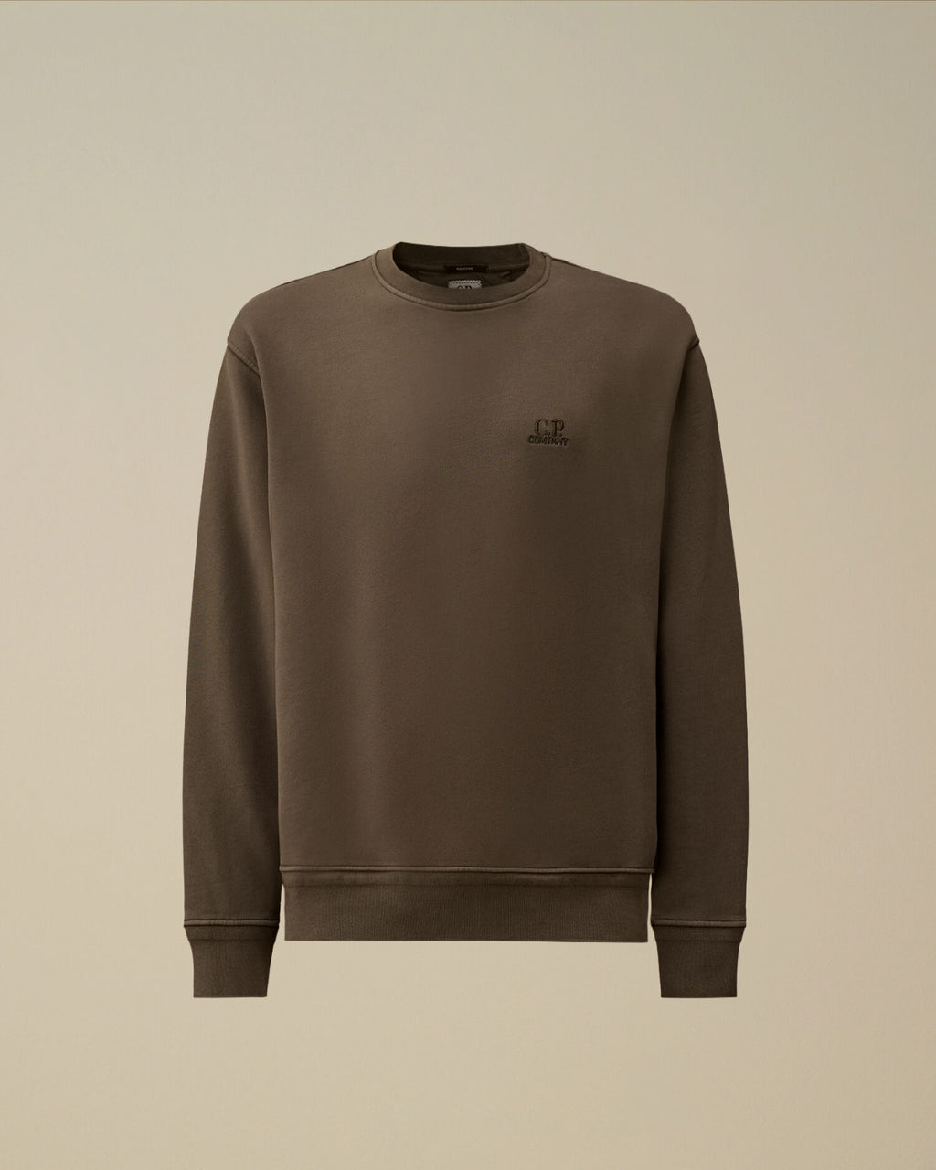 Cotton Diagonal Fleece Resist Dyed Crewneck Logo Sweatshirt, GUNMETAL - GREY