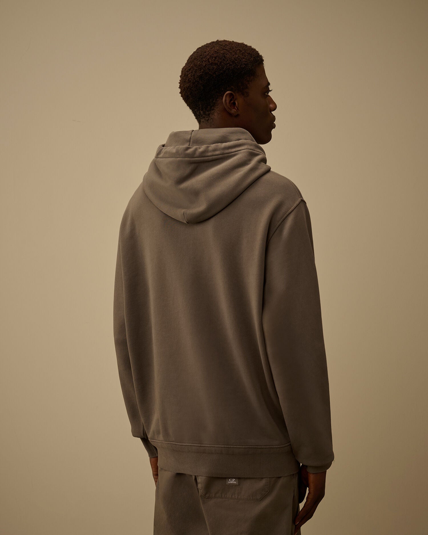 Cotton Diagonal Fleece Hooded Sweatshirt, GUNMETAL - GREY