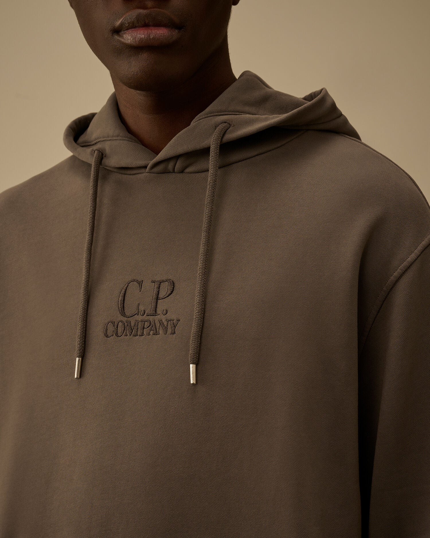 Cotton Diagonal Fleece Hooded Sweatshirt, GUNMETAL - GREY