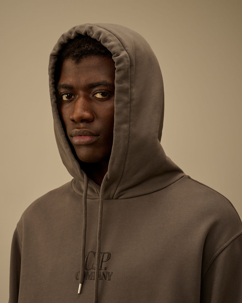 Cotton Diagonal Fleece Hooded Sweatshirt, GUNMETAL - GREY