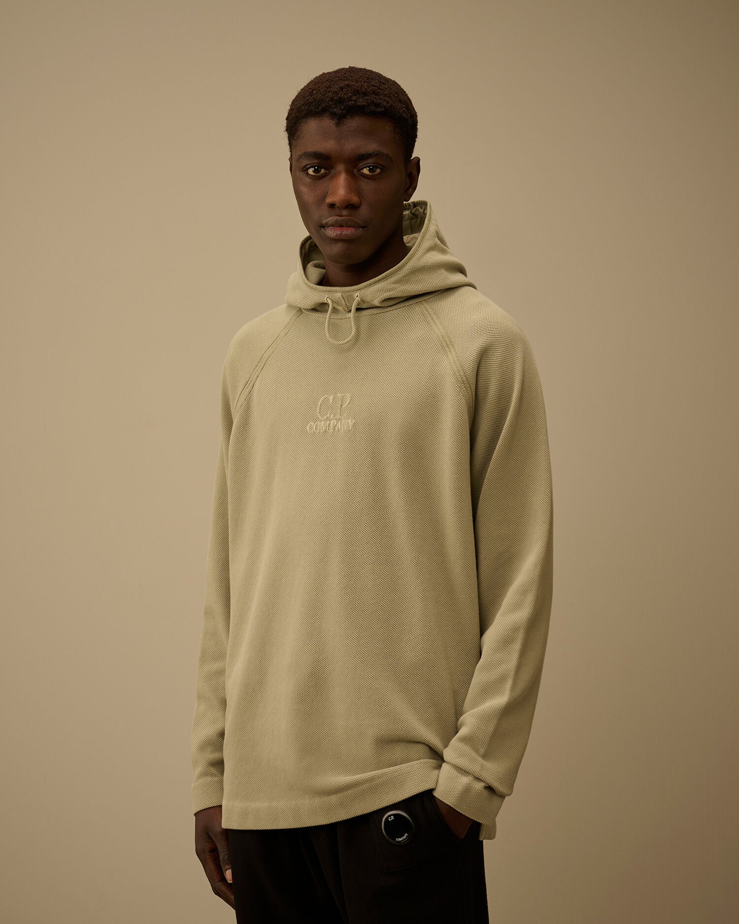 Heavy Piquet Hooded Sweatshirt, MOSS GRAY - GREEN