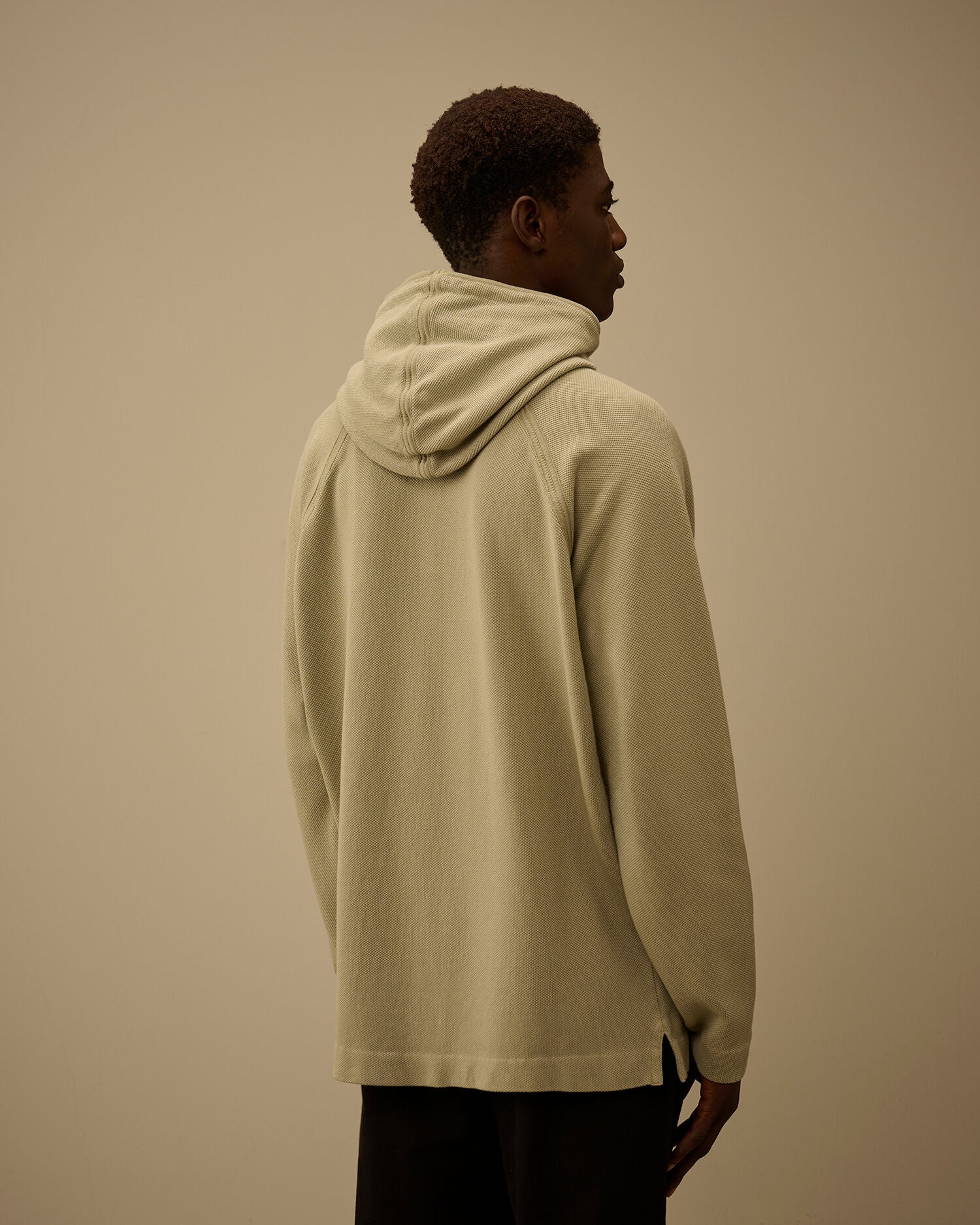 Heavy Piquet Hooded Sweatshirt, MOSS GRAY - GREEN