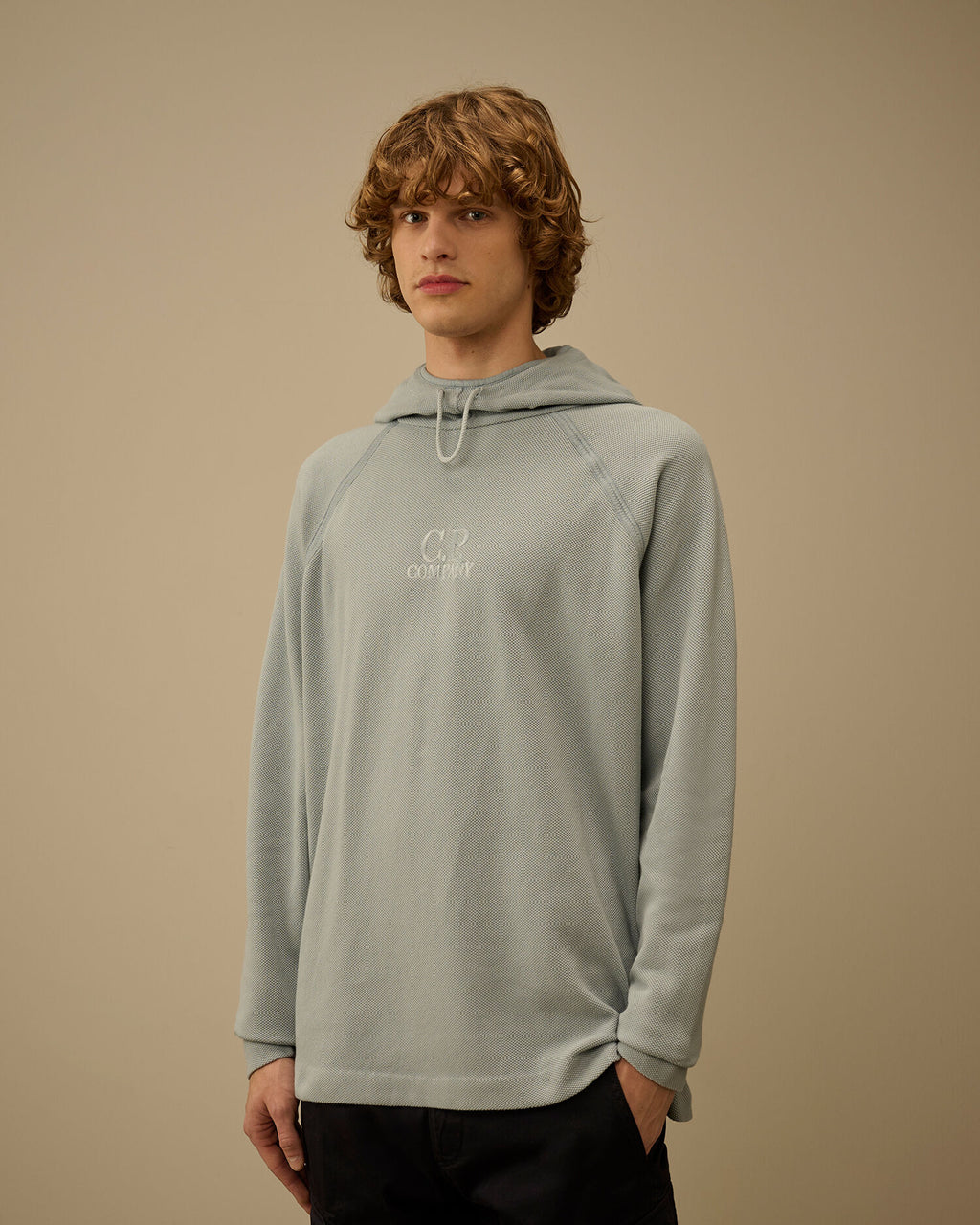 Heavy Piquet Hooded Sweatshirt, SILVER BLUE