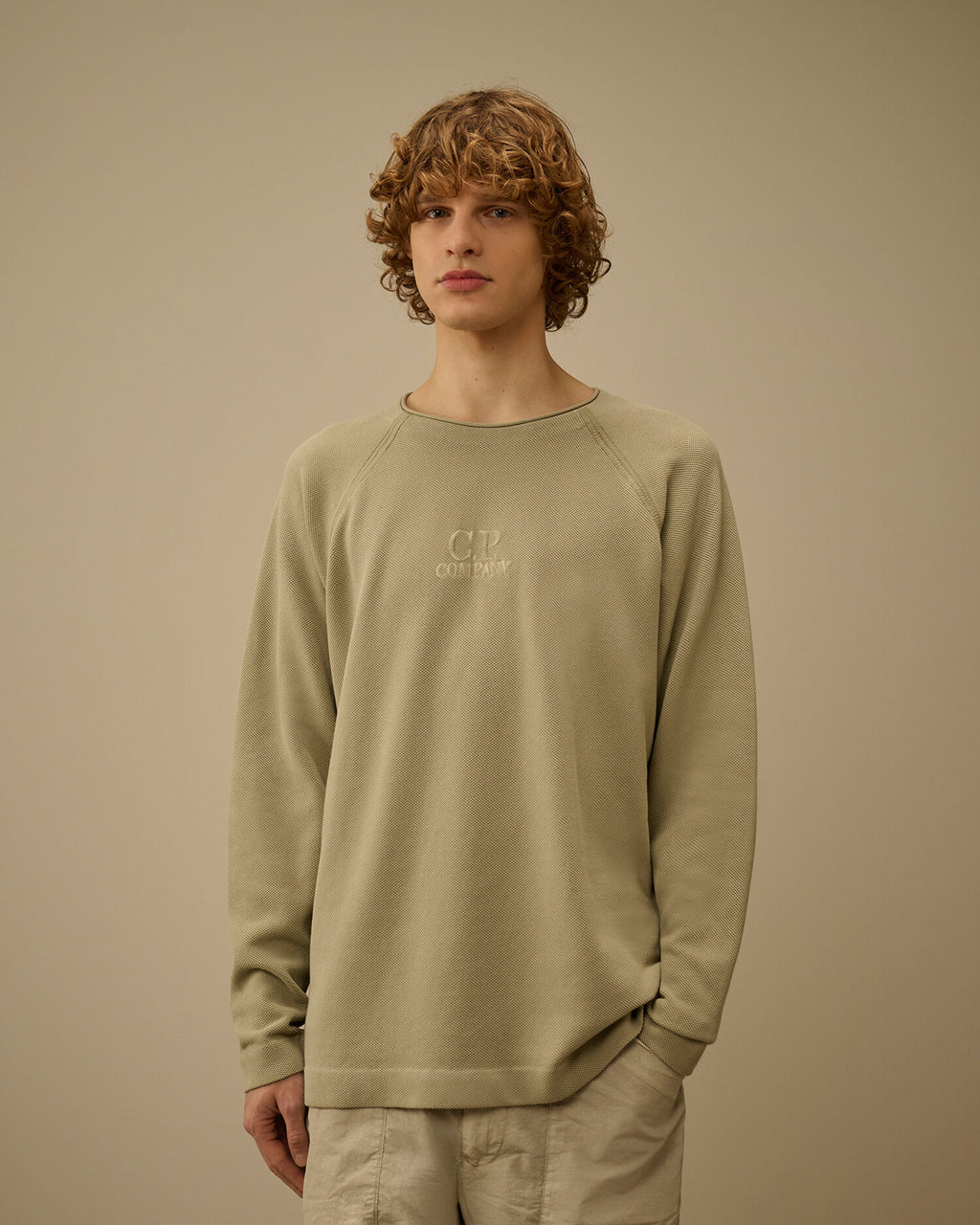Heavy Piquet Pigment Dyed Mockneck Sweatshirt, MOSS GRAY - GREEN