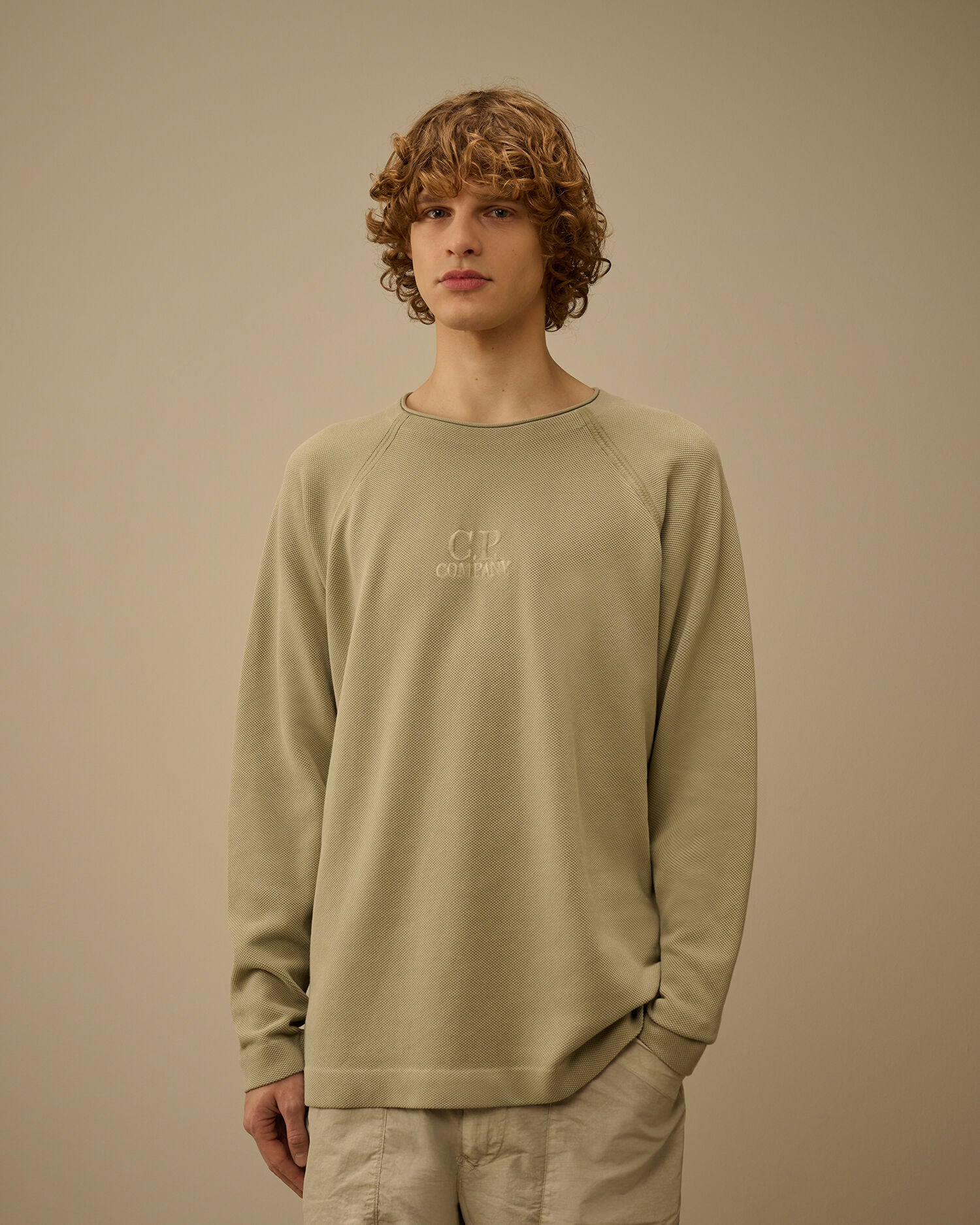 Heavy Piquet Pigment Dyed Mockneck Sweatshirt, MOSS GRAY - GREEN