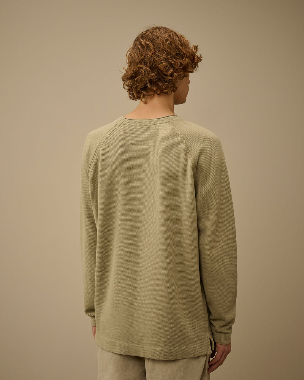 Heavy Piquet Pigment Dyed Mockneck Sweatshirt, MOSS GRAY - GREEN