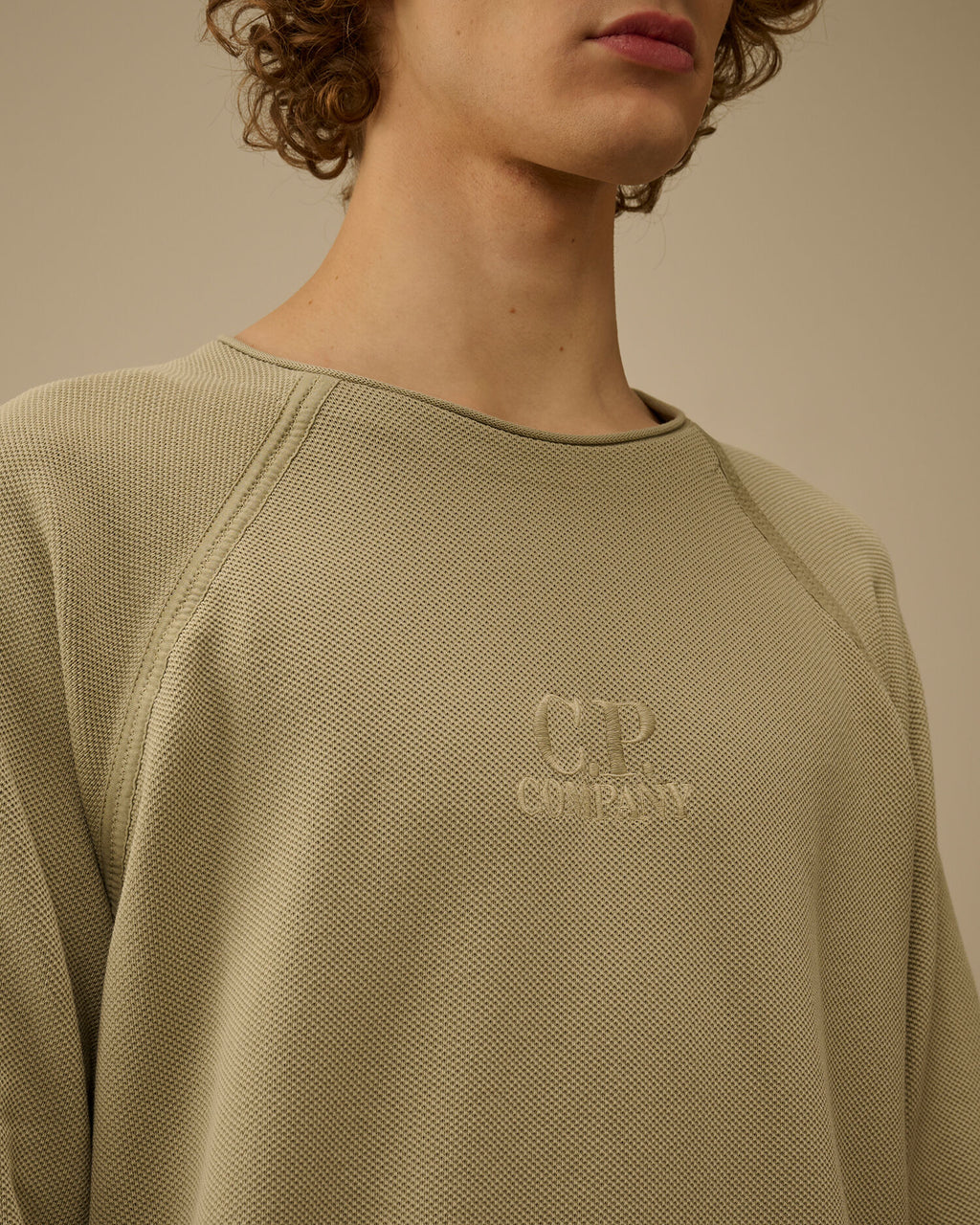 Heavy Piquet Pigment Dyed Mockneck Sweatshirt, MOSS GRAY - GREEN