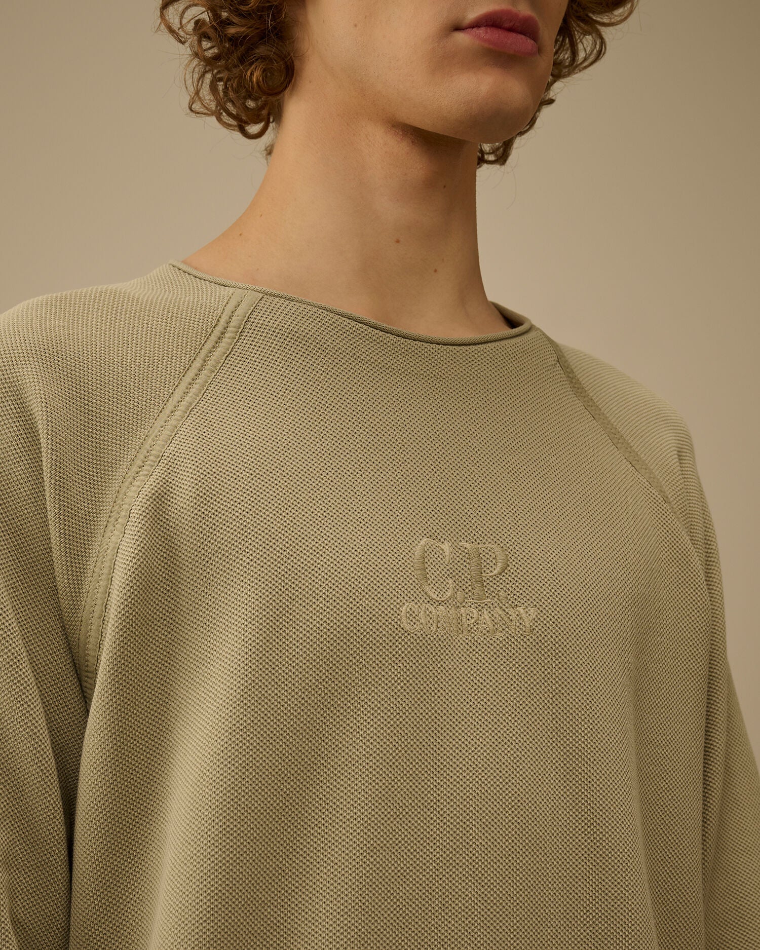 Heavy Piquet Pigment Dyed Mockneck Sweatshirt, MOSS GRAY - GREEN