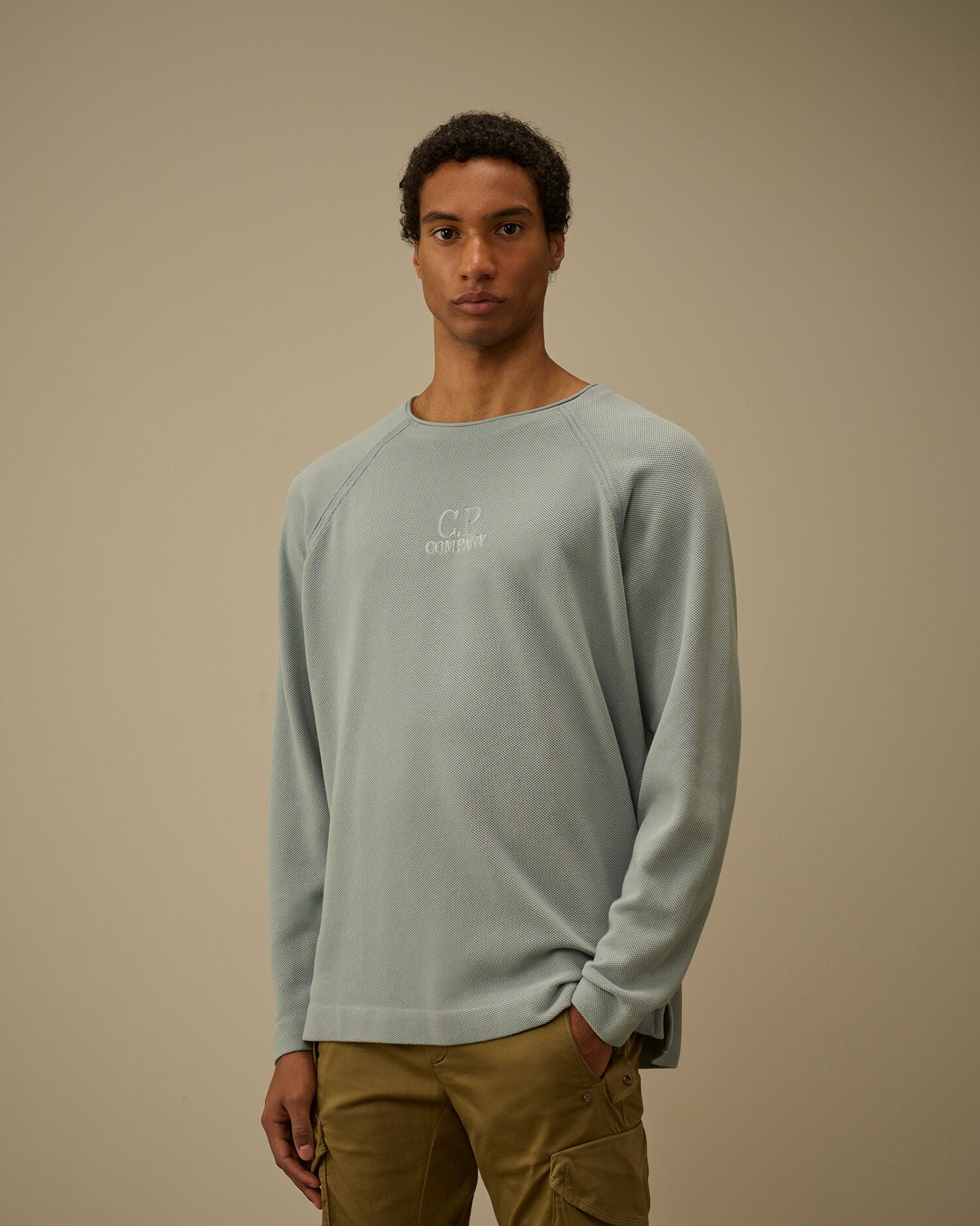 Heavy Piquet Pigment Dyed Mockneck Sweatshirt, SILVER BLUE