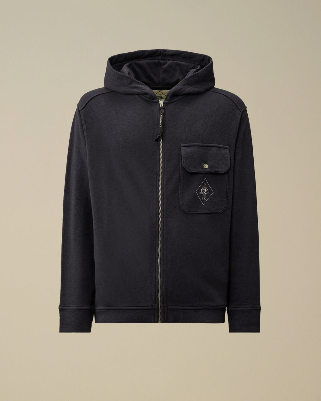 Malfilè Fleece Zip Hooded Sweatshirt, MIDNIGHT NAVY - BLUE